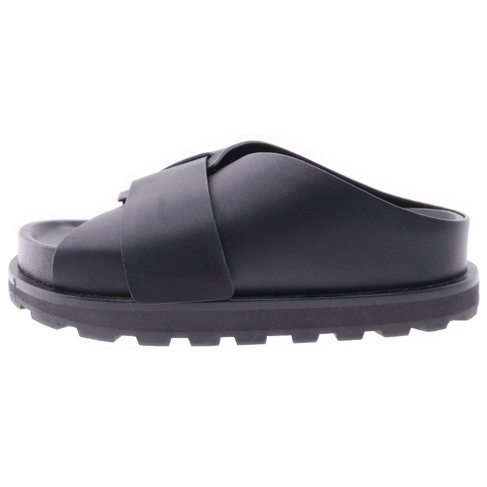 JIL SANDER +(ジルサンダープラス) クロスストラップ レザー スライド サンダル レディース ブラック