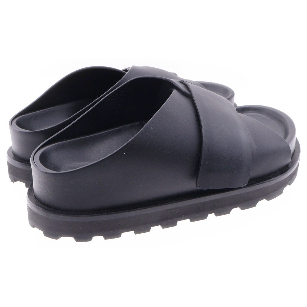 JIL SANDER +(ジルサンダープラス) クロスストラップ レザー スライド サンダル レディース ブラック