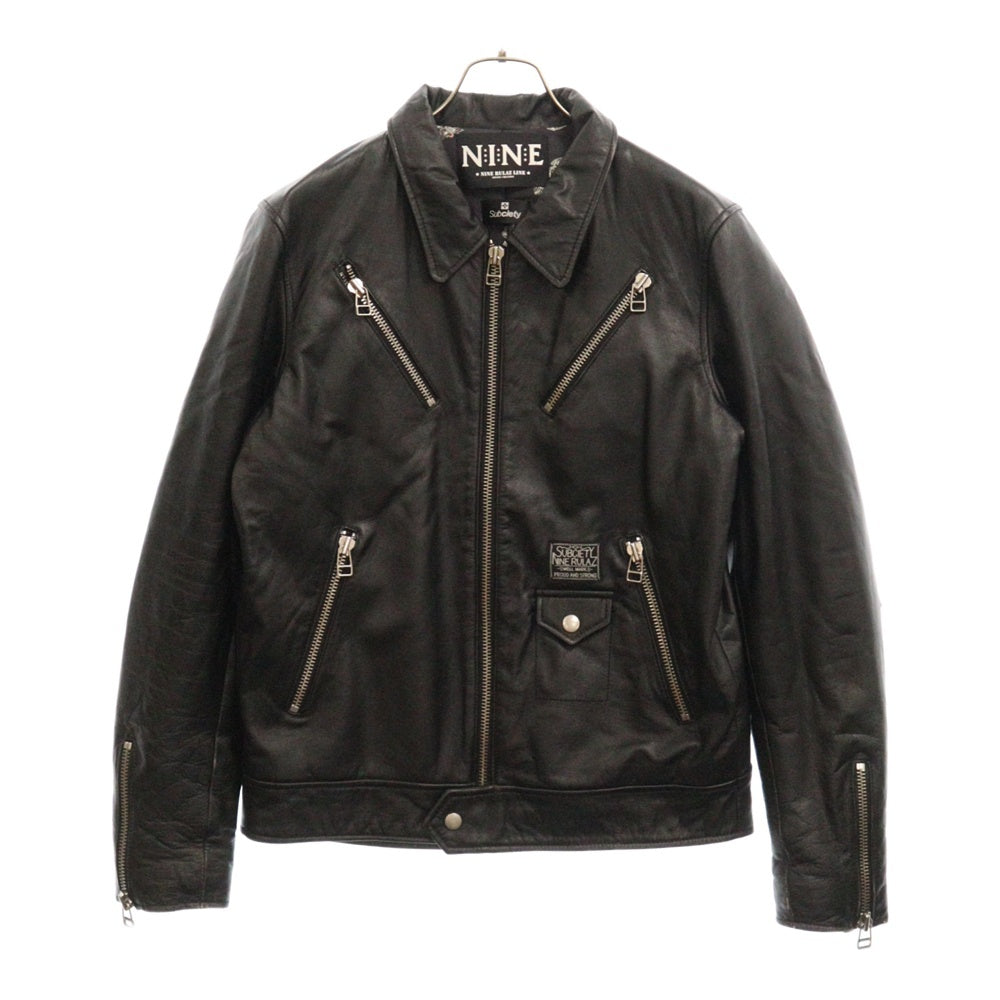 Subciety(サブサエティ) × NINE RULAZ LINE シングルライダースレザージャケット ブラック