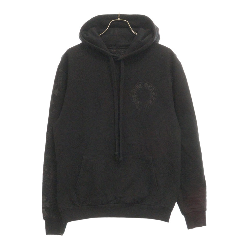 CHROME HEARTS(クロムハーツ) STENCIL HOODIE 袖ステンシル バックホースシュー プリント プルオーバーパーカー フーディー ブラック