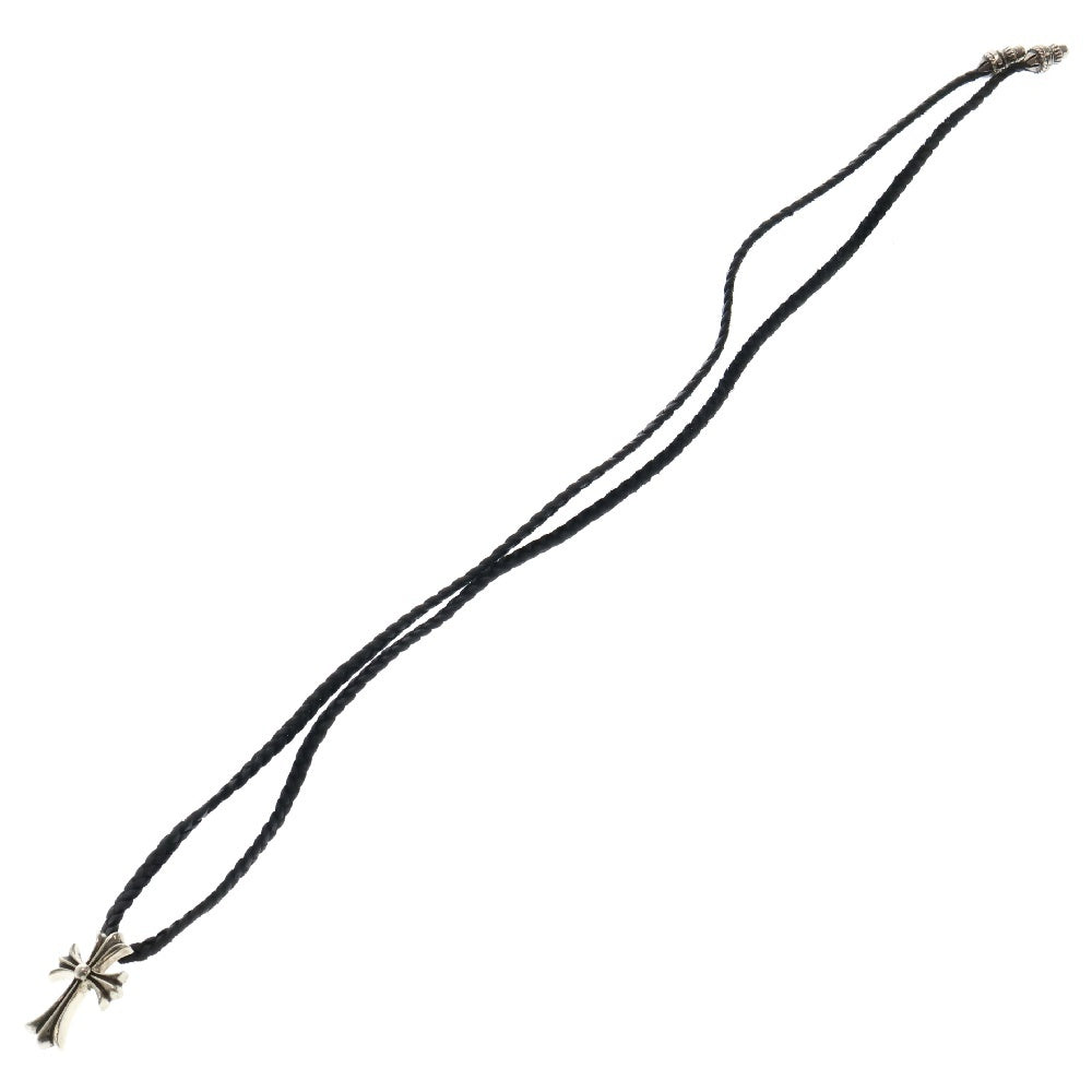 CHROME HEARTS(クロムハーツ) CH CRS SML BC/スモールCHクロス レザーブレイド Wボロチップ シルバーネックレス シルバー/ブラック