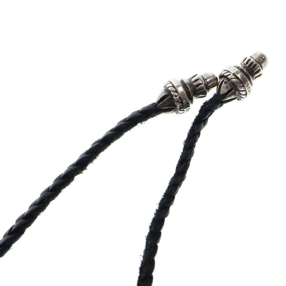 CHROME HEARTS(クロムハーツ) CH CRS SML BC/スモールCHクロス レザーブレイド Wボロチップ シルバーネックレス シルバー/ブラック