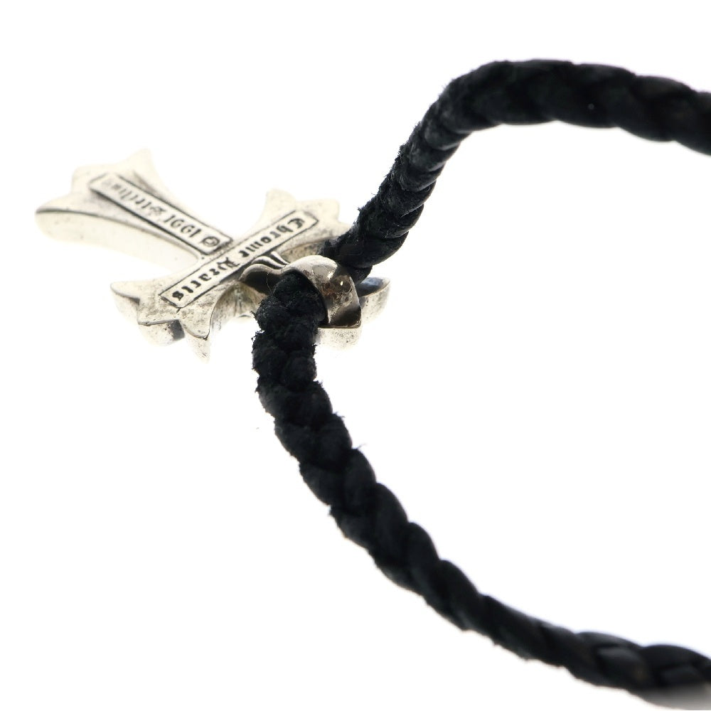 CHROME HEARTS(クロムハーツ) CH CRS SML BC/スモールCHクロス レザーブレイド Wボロチップ シルバーネックレス シルバー/ブラック