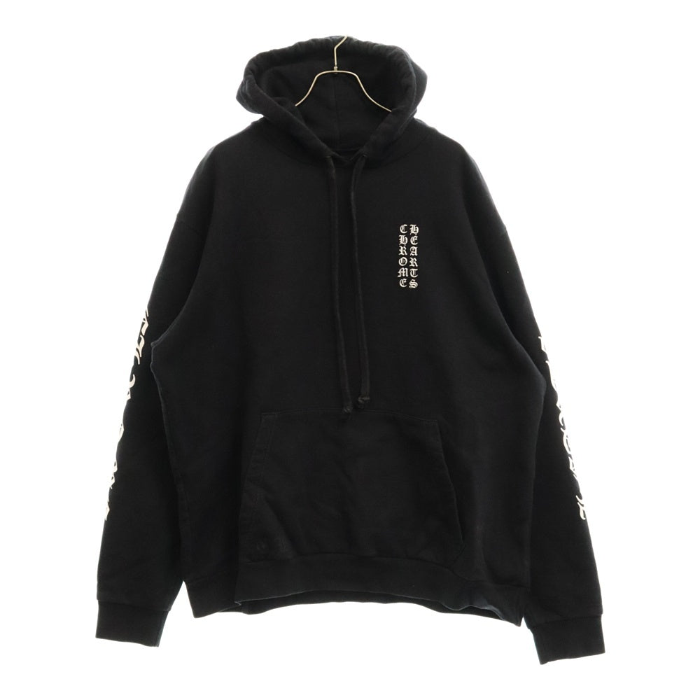 CHROME HEARTS(クロムハーツ) SWTSHRT PLVR 袖英字プリントプルオーバーパーカー ブラック