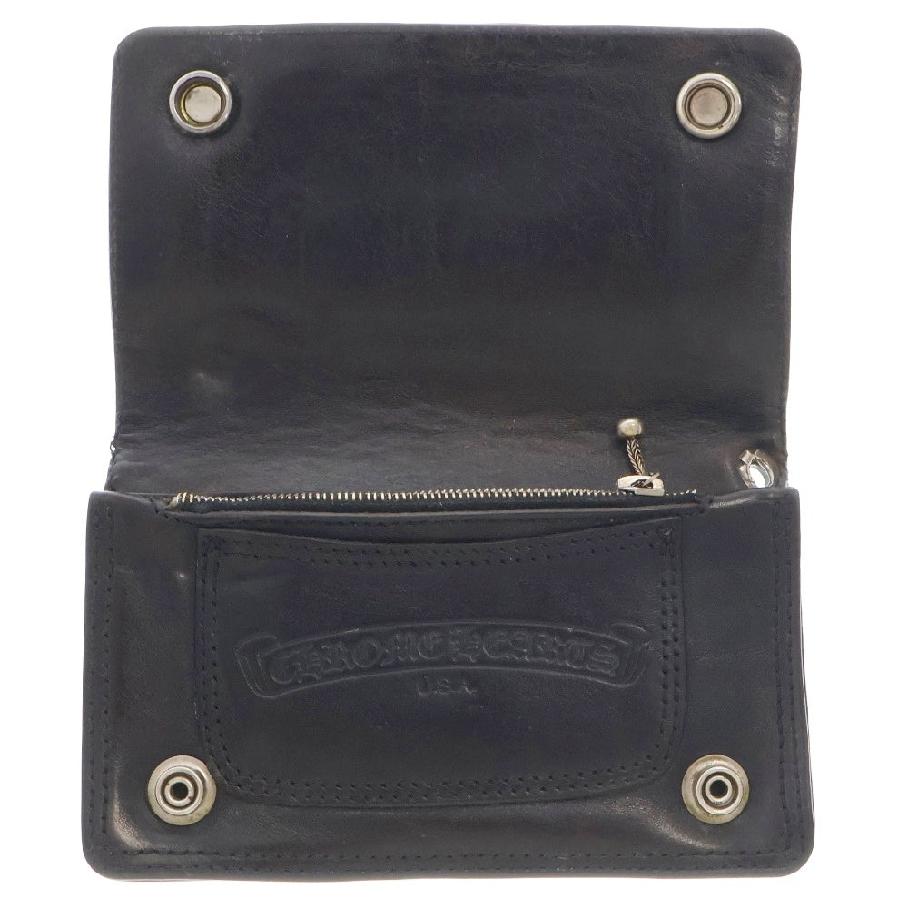 CHROME HEARTS(クロムハーツ) OLD 1ZIP オールド 1ジップ フローラルボールボタン レザーウォレット 財布 シルバー