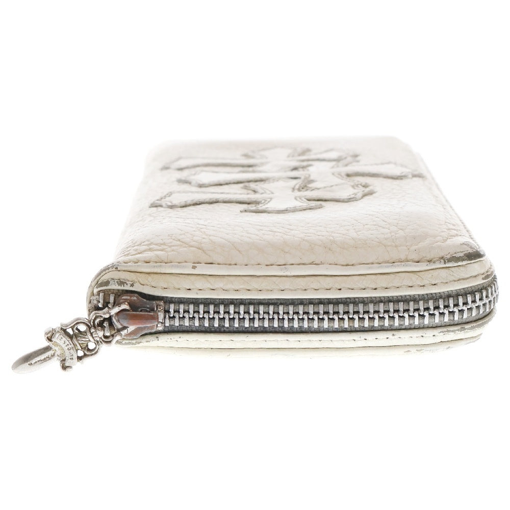 CHROME HEARTS(クロムハーツ) REC F ZIP 3クロス ラウンドジップレザーウォレット 財布 ホワイト