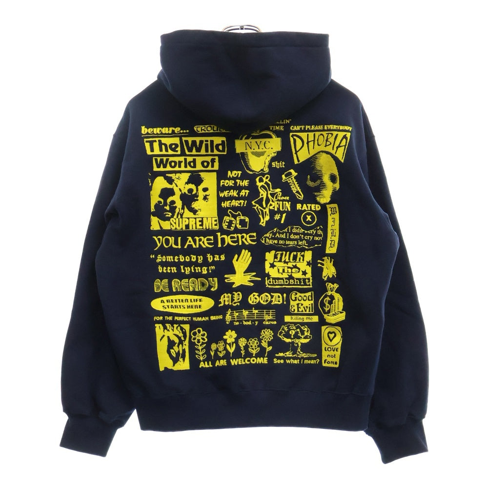SUPREME(シュプリーム) 24AW Wild Embroidered Hooded Sweatshirt ワイルドエンブロイダード フーディー スウェットプルオーバーパーカーネイビー