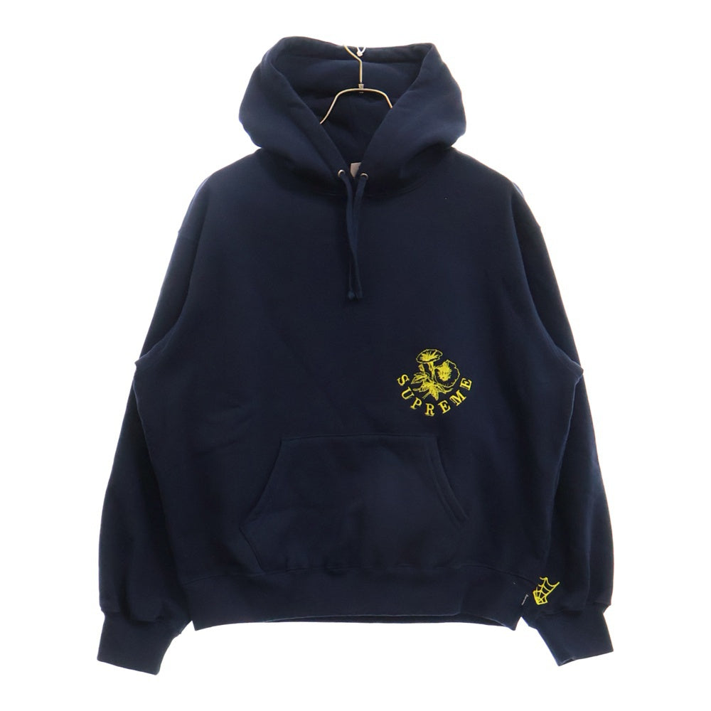 SUPREME(シュプリーム) 24AW Wild Embroidered Hooded Sweatshirt ワイルドエンブロイダード フーディー スウェットプルオーバーパーカーネイビー