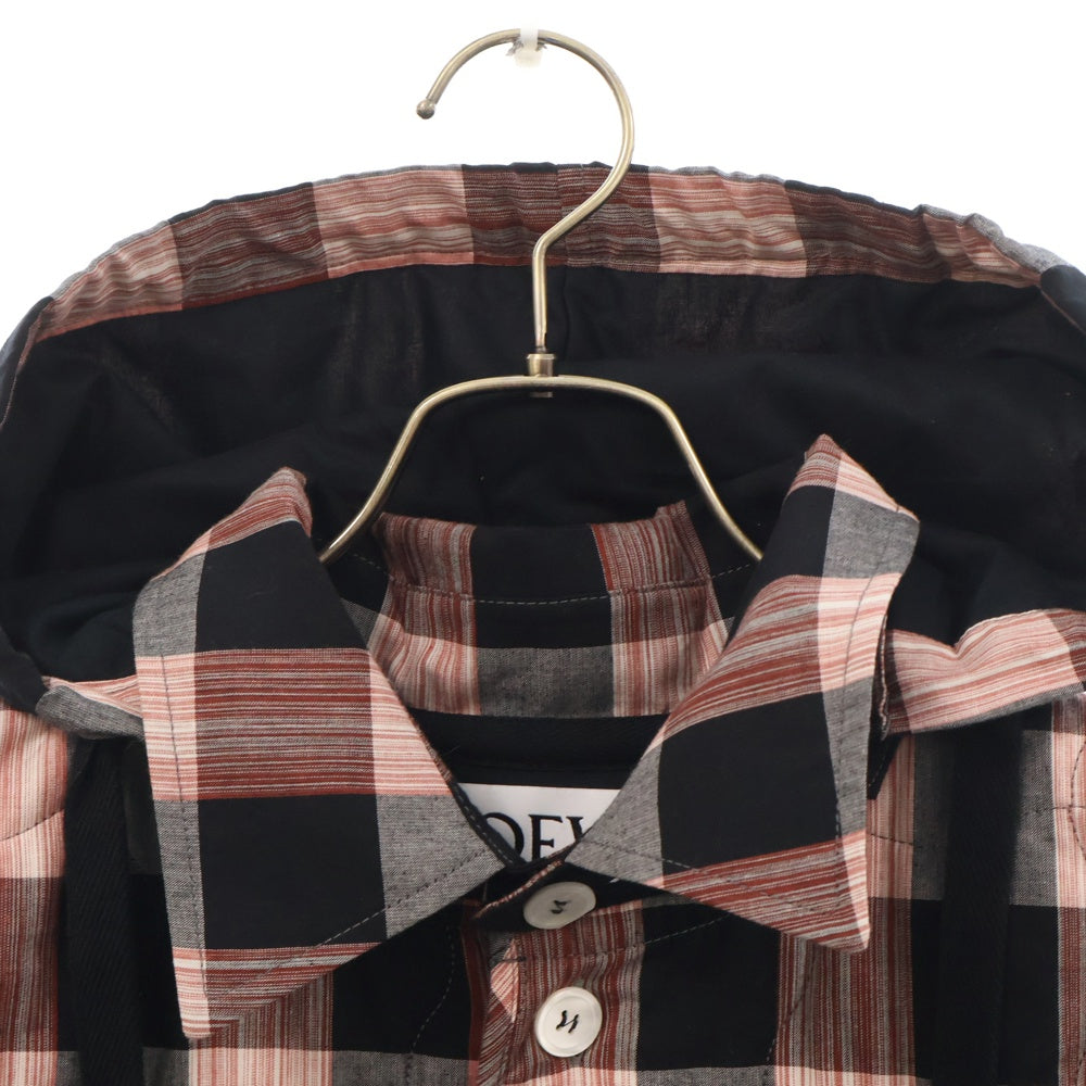 LOEWE(ロエベ) 22AW キルトチェックフーディー シャツジャケット H526Y05W60 ピンク/ブラック