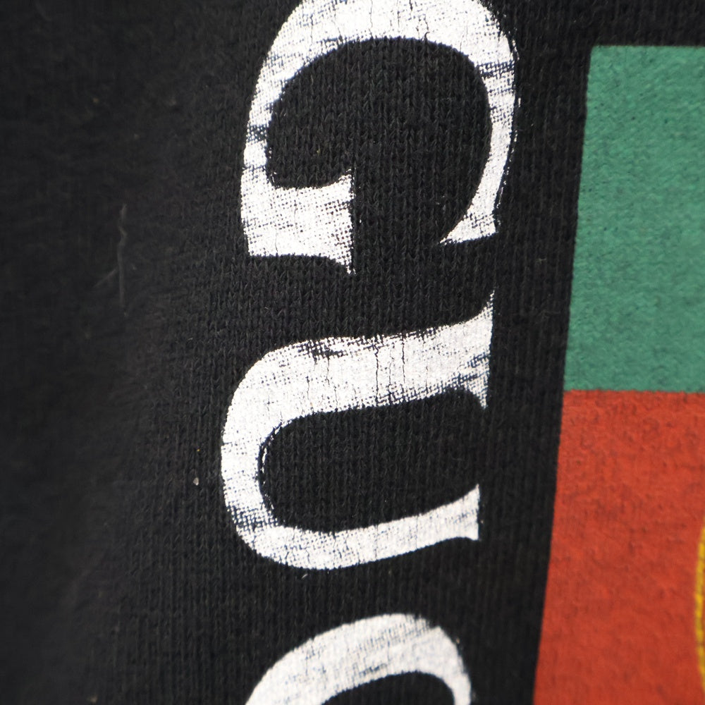 GUCCI(グッチ) USED加工オールドロゴプリントプルオーバーパーカー 454585 X5J57 ブラック