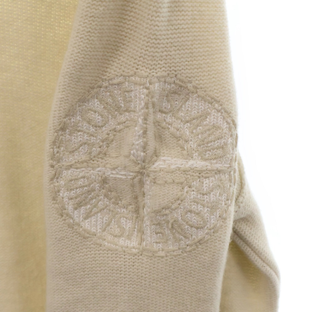 STONE ISLAND(ストーンアイランド) 22AW アーム コンパスロゴ刺繍 クルーネックセーター ニット ホワイト 7715534A4