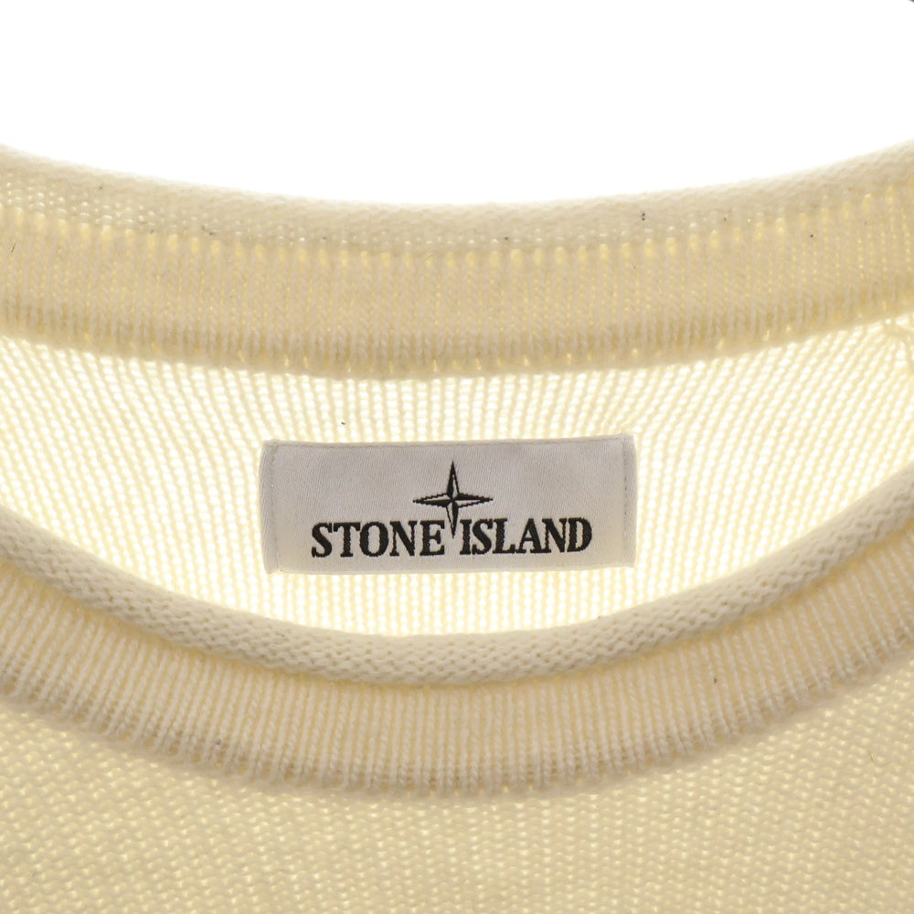 STONE ISLAND(ストーンアイランド) 22AW アーム コンパスロゴ刺繍 クルーネックセーター ニット ホワイト 7715534A4