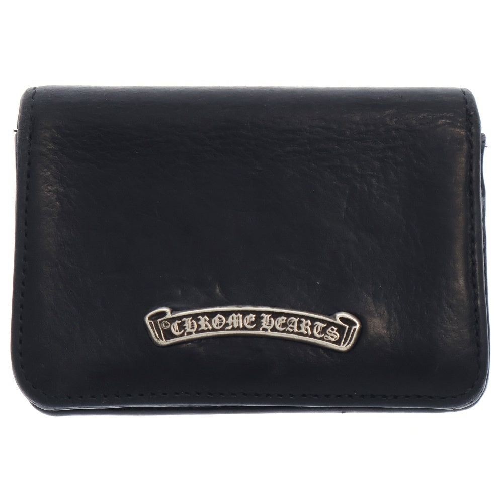 CHROME HEARTS(クロムハーツ) CARD CASE スクロールラベル レザーカードケース ブラック