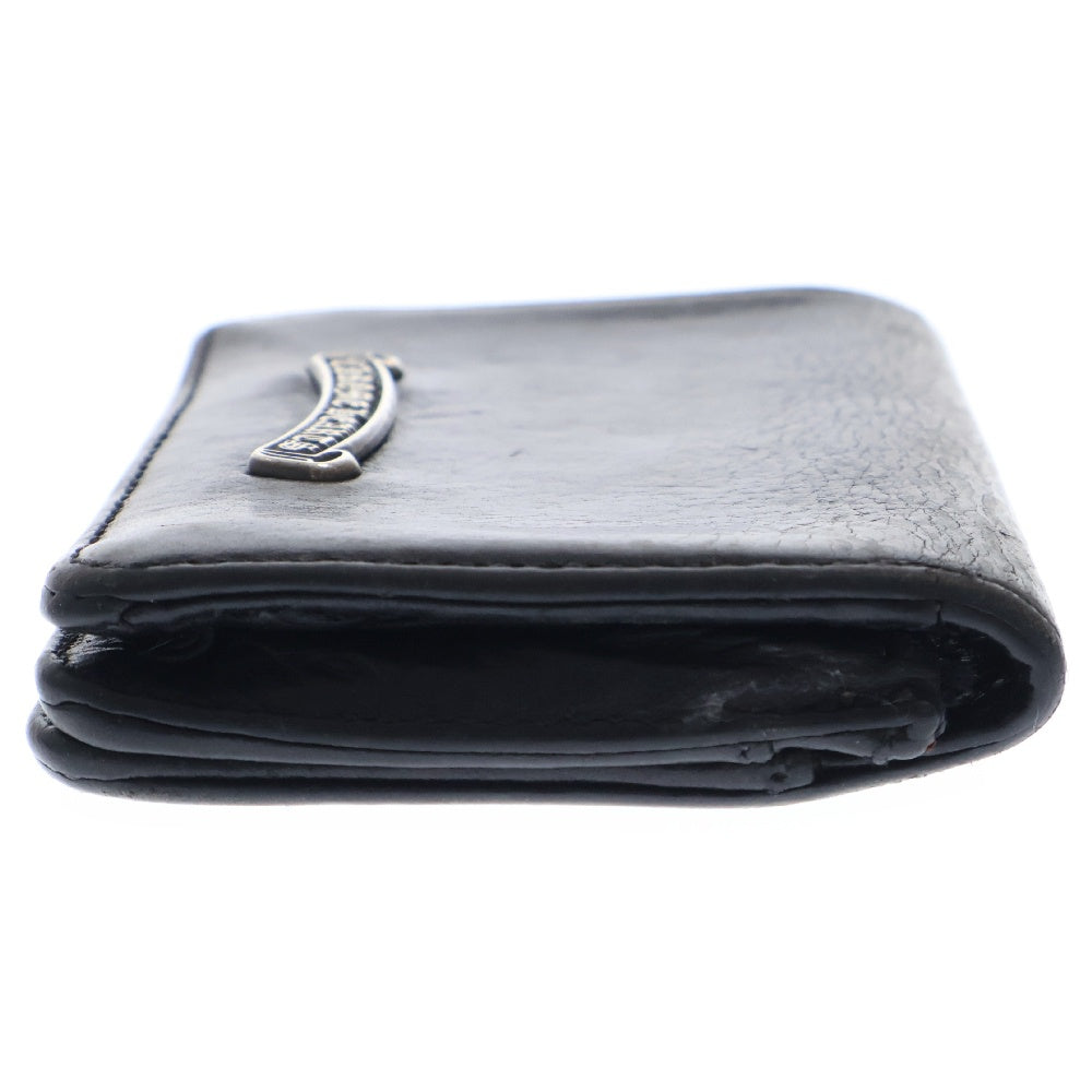 CHROME HEARTS(クロムハーツ) CARD CASE スクロールラベル レザーカードケース ブラック