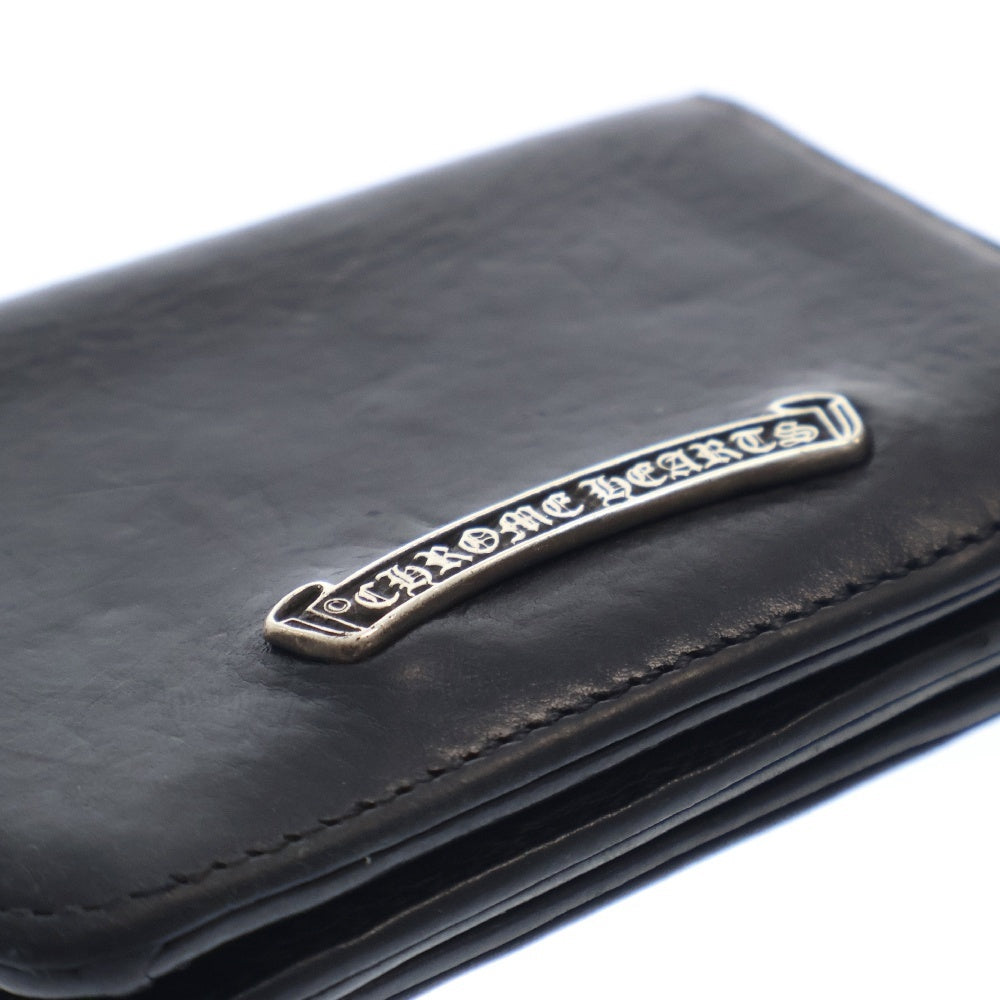 CHROME HEARTS(クロムハーツ) CARD CASE スクロールラベル レザーカードケース ブラック