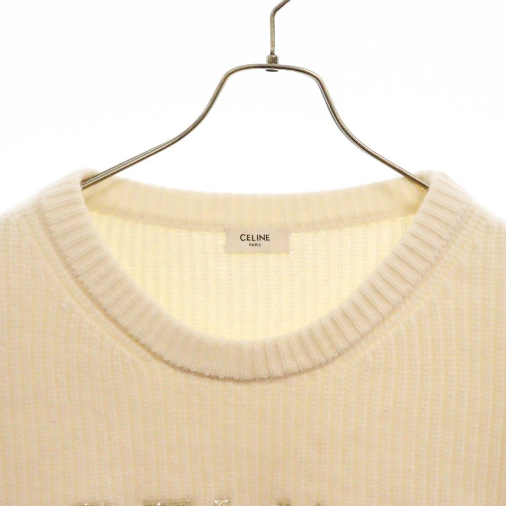 CELINE(セリーヌ) 22SS ロゴスパンコール クルーネックニットセーター 2A09X66Q ホワイト