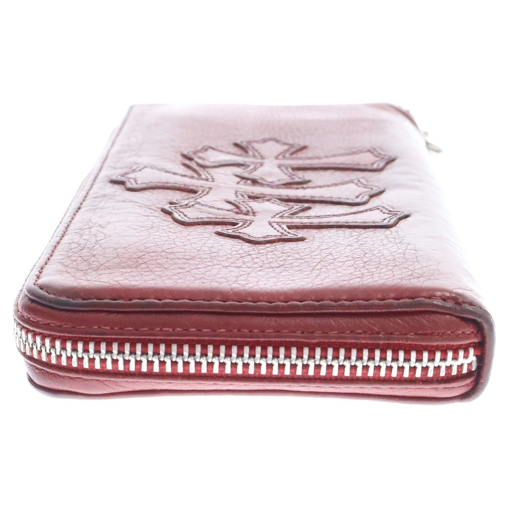 CHROME HEARTS(クロムハーツ) REC F ZIP 3セメタリー クロスパッチ ラウンドファスナーウォレット 長財布 レッド