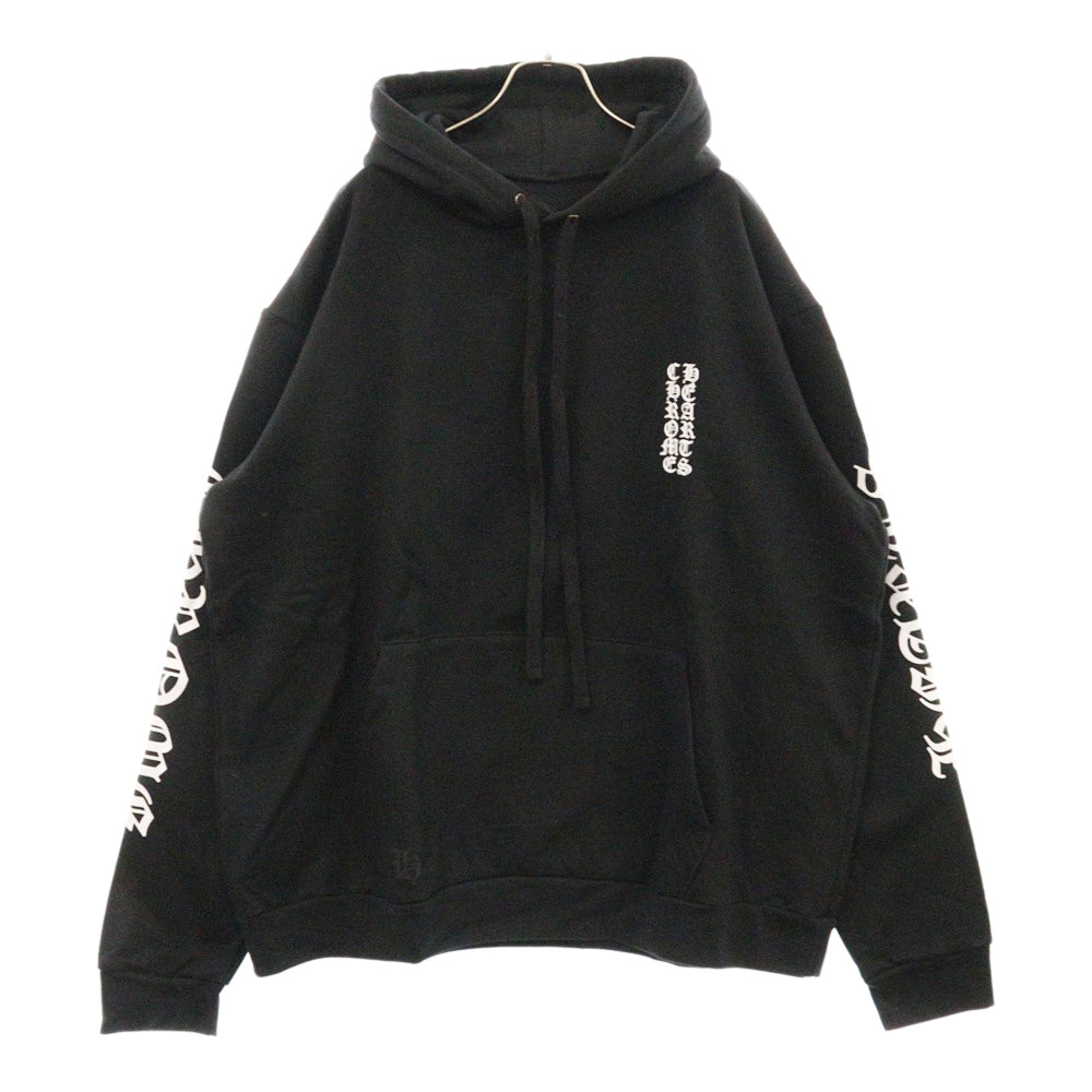 CHROME HEARTS(クロムハーツ) SWTSHRT PLVR 袖ロゴプリントプルオーバーフーディ パーカー ブラック