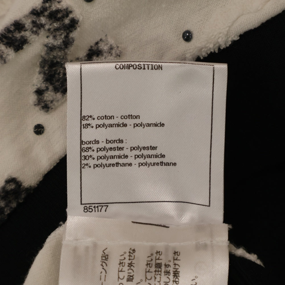 CHANEL(シャネル) 22SS Runway Cropped Tops 総柄 ランウェイ クロップド ノースリーブ カットソー ブラック/ホワイト レディース
