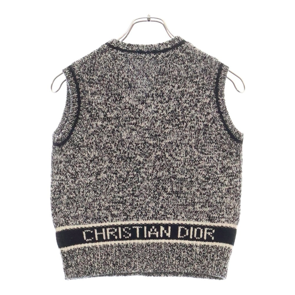 Christian Dior(クリスチャンディオール) カシミヤ混 ウール バックロゴ ニットベスト グレー 054T01AM303