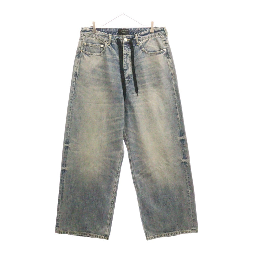 BALENCIAGA(バレンシアガ) OVERSIZE BAGGY DENIM PANTS ダメージ加工 ドローストリング オーバーサイズ バギーデニムパンツ ジーンズ インディゴ 786643 TQW55