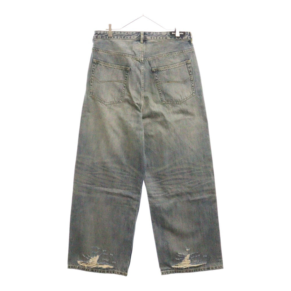 BALENCIAGA(バレンシアガ) OVERSIZE BAGGY DENIM PANTS ダメージ加工 ドローストリング オーバーサイズ バギーデニムパンツ ジーンズ インディゴ 786643 TQW55