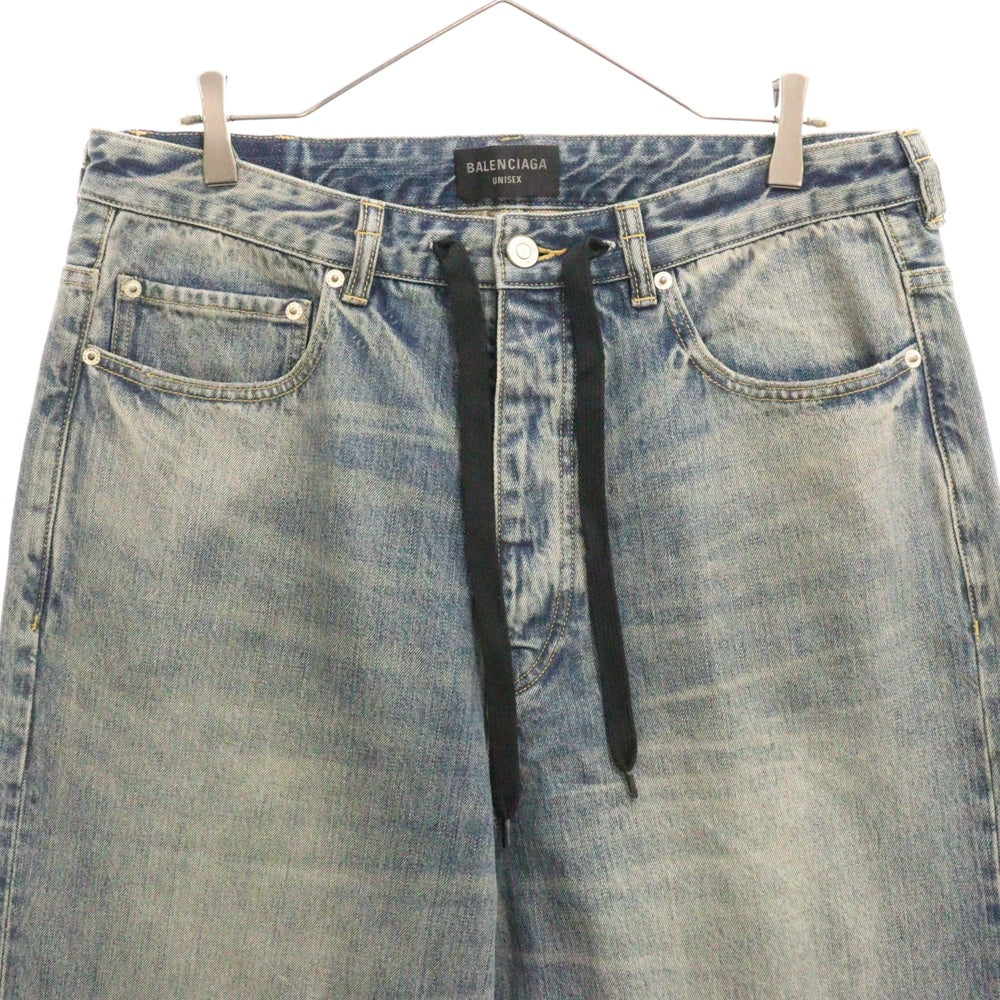 BALENCIAGA(バレンシアガ) OVERSIZE BAGGY DENIM PANTS ダメージ加工 ドローストリング オーバーサイズ バギーデニムパンツ ジーンズ インディゴ 786643 TQW55