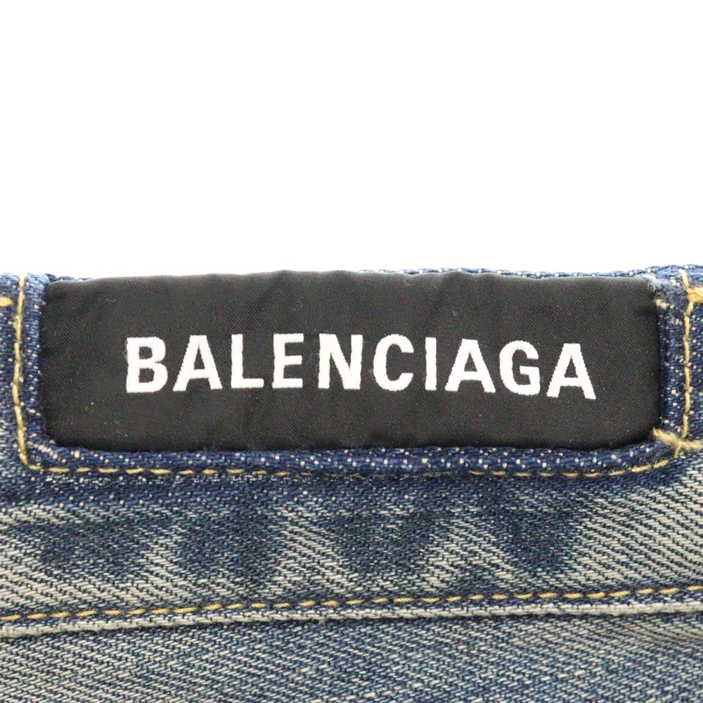 BALENCIAGA(バレンシアガ) OVERSIZE BAGGY DENIM PANTS ダメージ加工 ドローストリング オーバーサイズ バギーデニムパンツ ジーンズ インディゴ 786643 TQW55