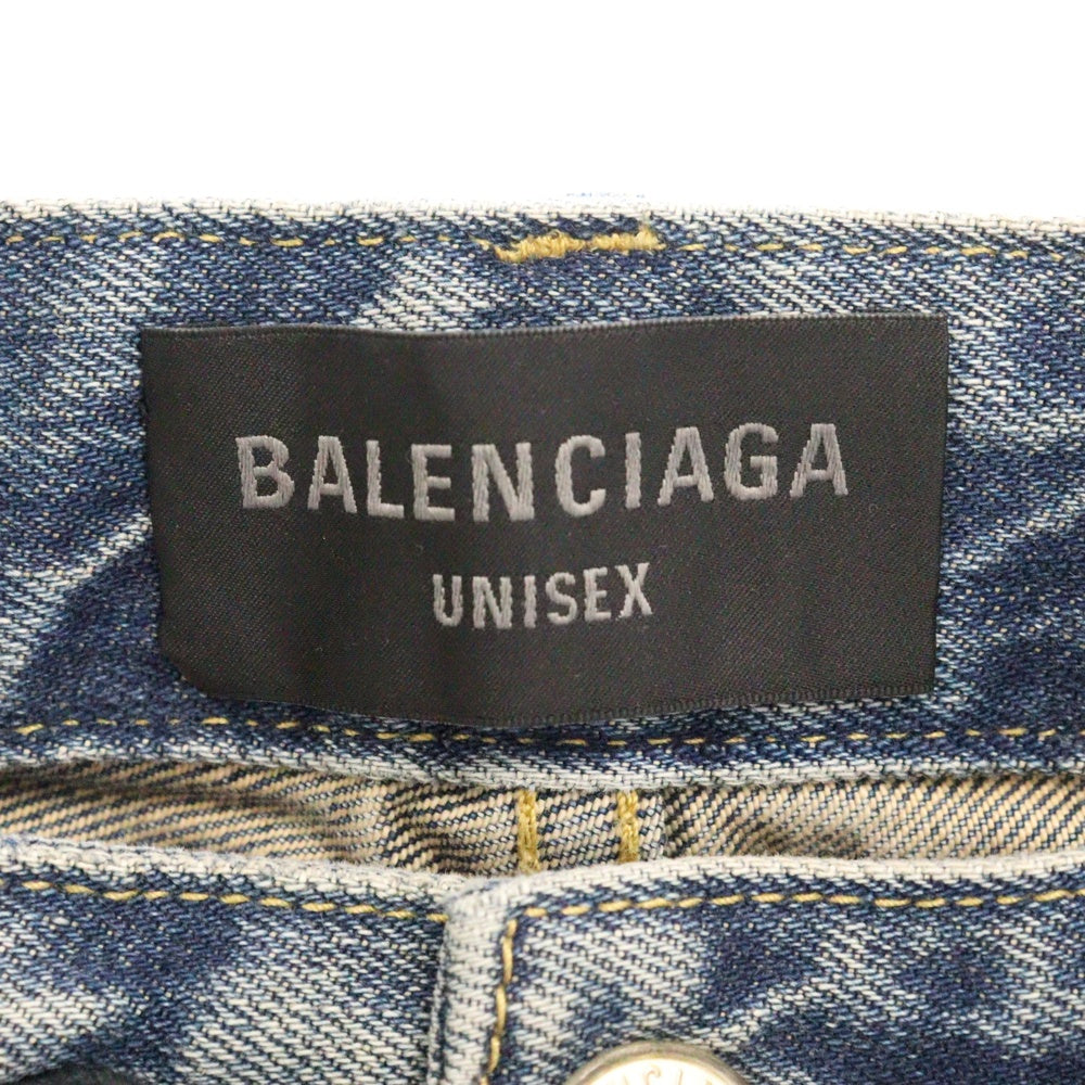 BALENCIAGA(バレンシアガ) OVERSIZE BAGGY DENIM PANTS ダメージ加工 ドローストリング オーバーサイズ バギーデニムパンツ ジーンズ インディゴ 786643 TQW55