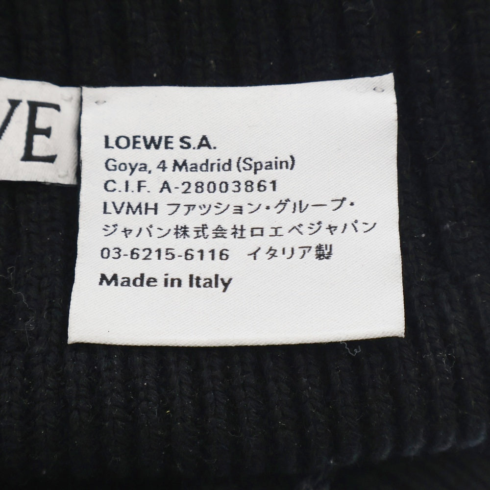 LOEWE(ロエベ) Wool Logo Beanie F540257X23 ウール ロゴビーニー ニット帽 ブラック