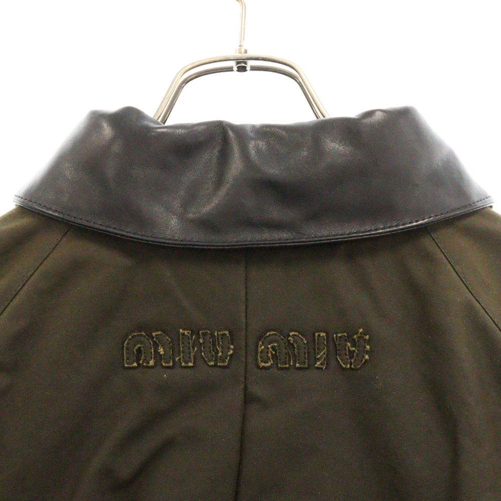 miumiu(ミュウミュウ) ワックス加工 キャンバス ブルゾン ジャケット ブラウン レディース ML1104 SOOO 15WW