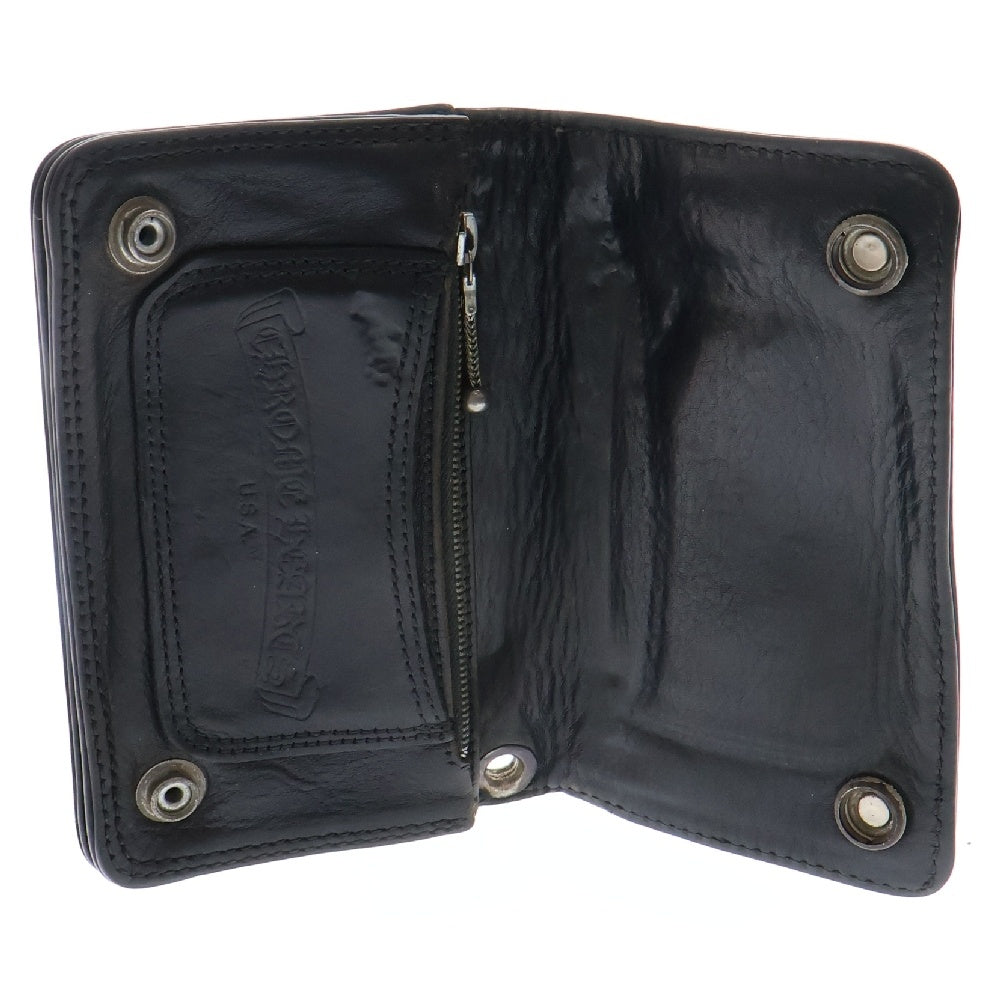 CHROME HEARTS(クロムハーツ) 1ZIP 1ジップ クロスボールボタン レザーウォレット 財布 ブラック BCA362