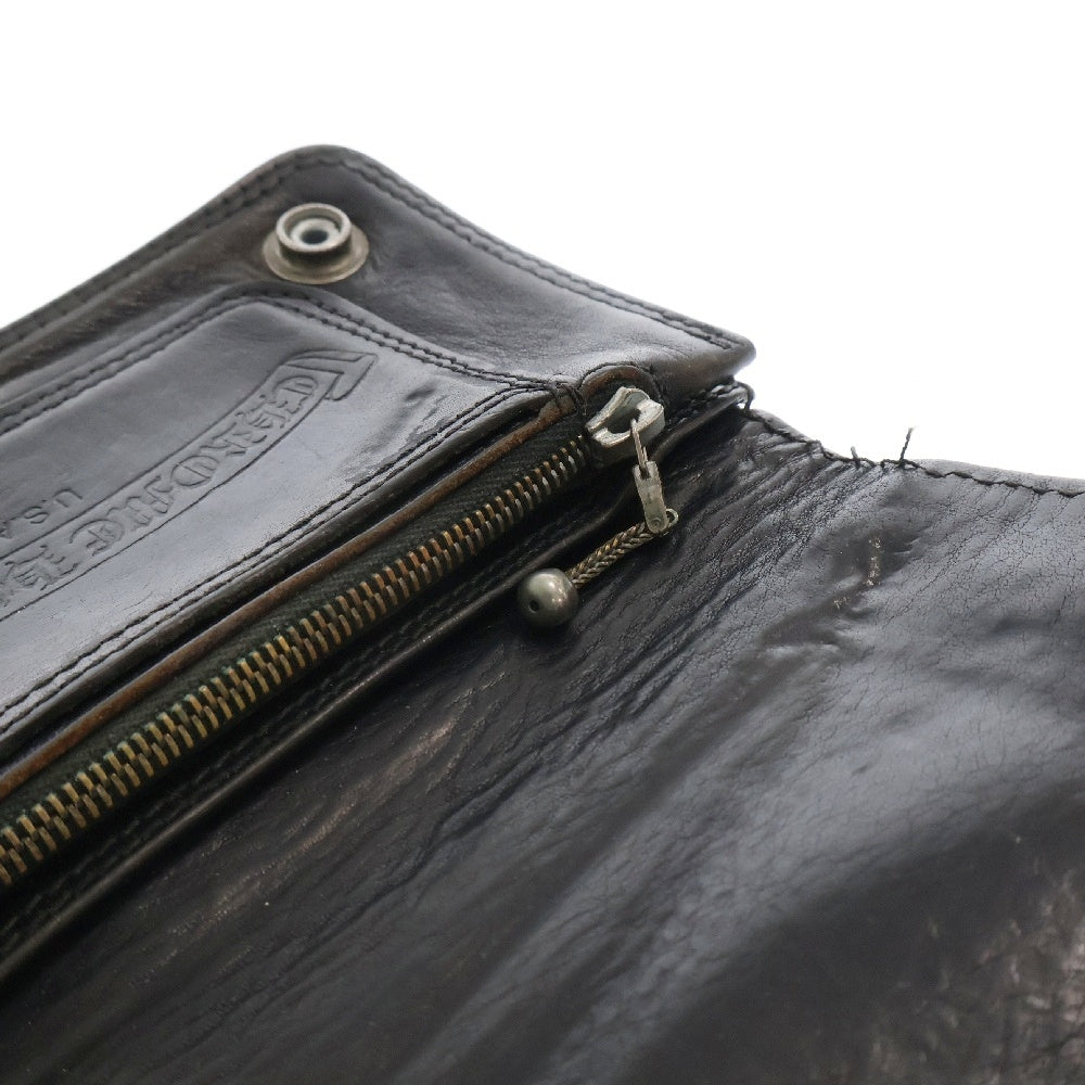 CHROME HEARTS(クロムハーツ) 1ZIP 1ジップ クロスボールボタン レザーウォレット 財布 ブラック BCA362