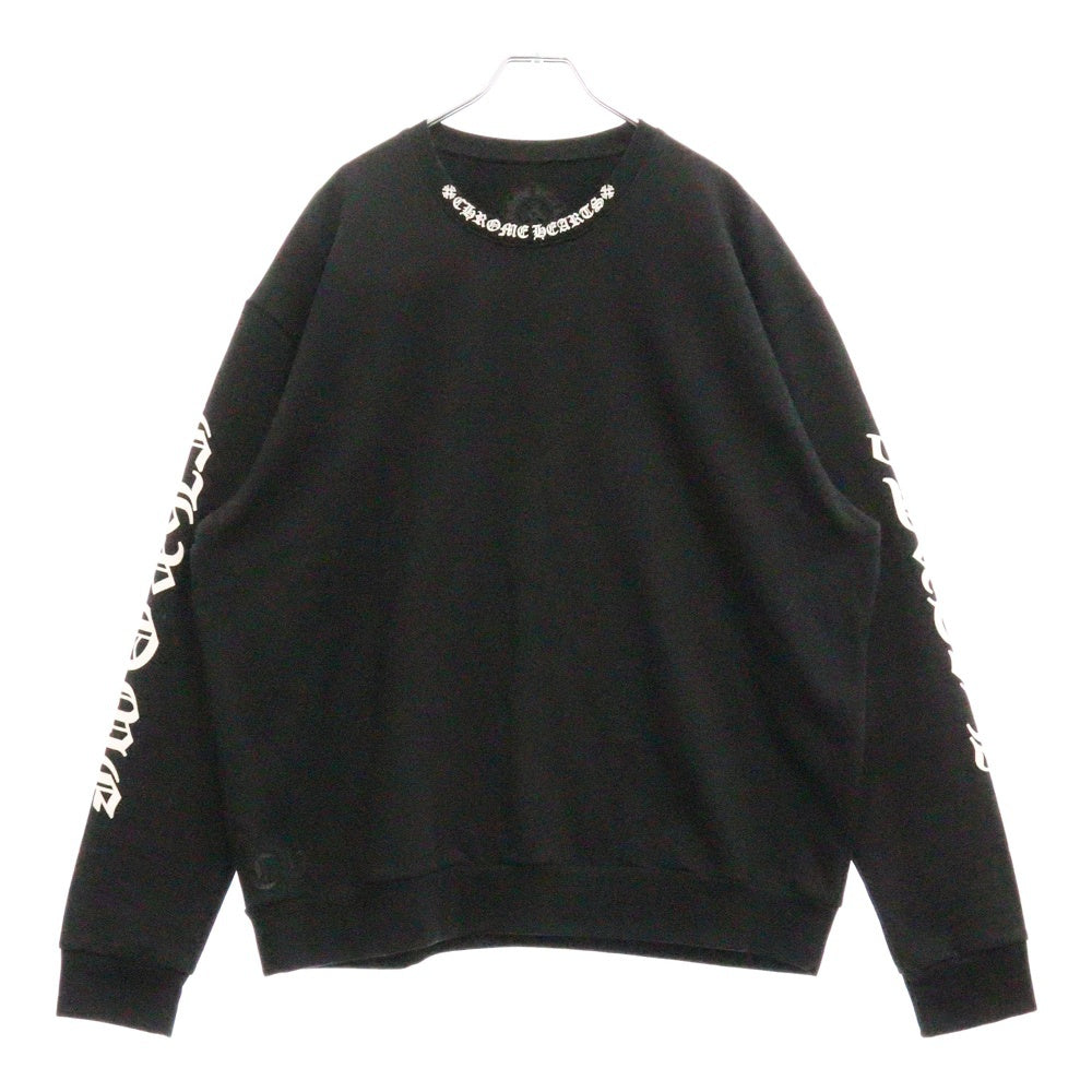 CHROME HEARTS(クロムハーツ) SWTSHRT PLVR ネックロゴプリント クルーネックスウェット トレーナー ブラック