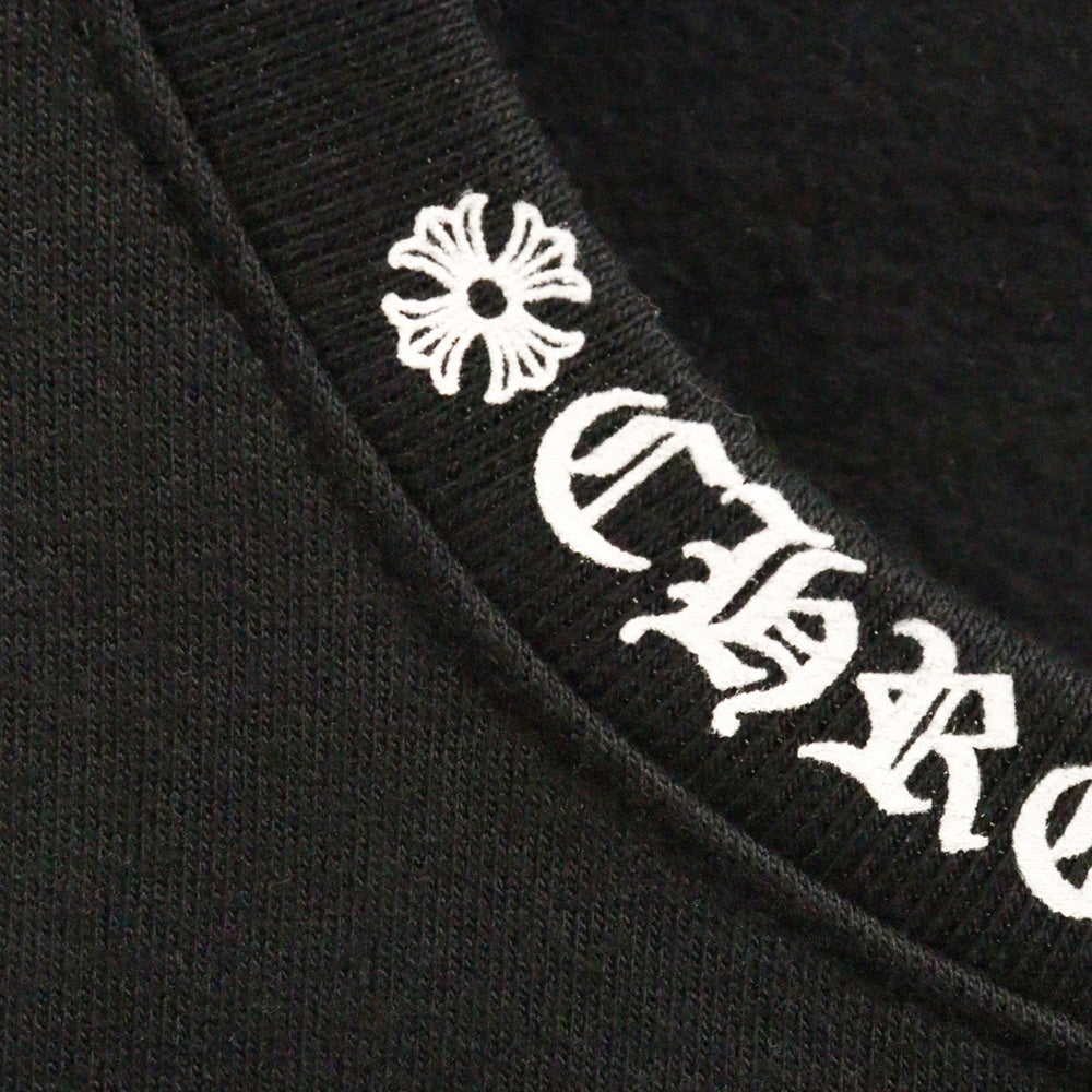 CHROME HEARTS(クロムハーツ) SWTSHRT PLVR ネックロゴプリント クルーネックスウェット トレーナー ブラック