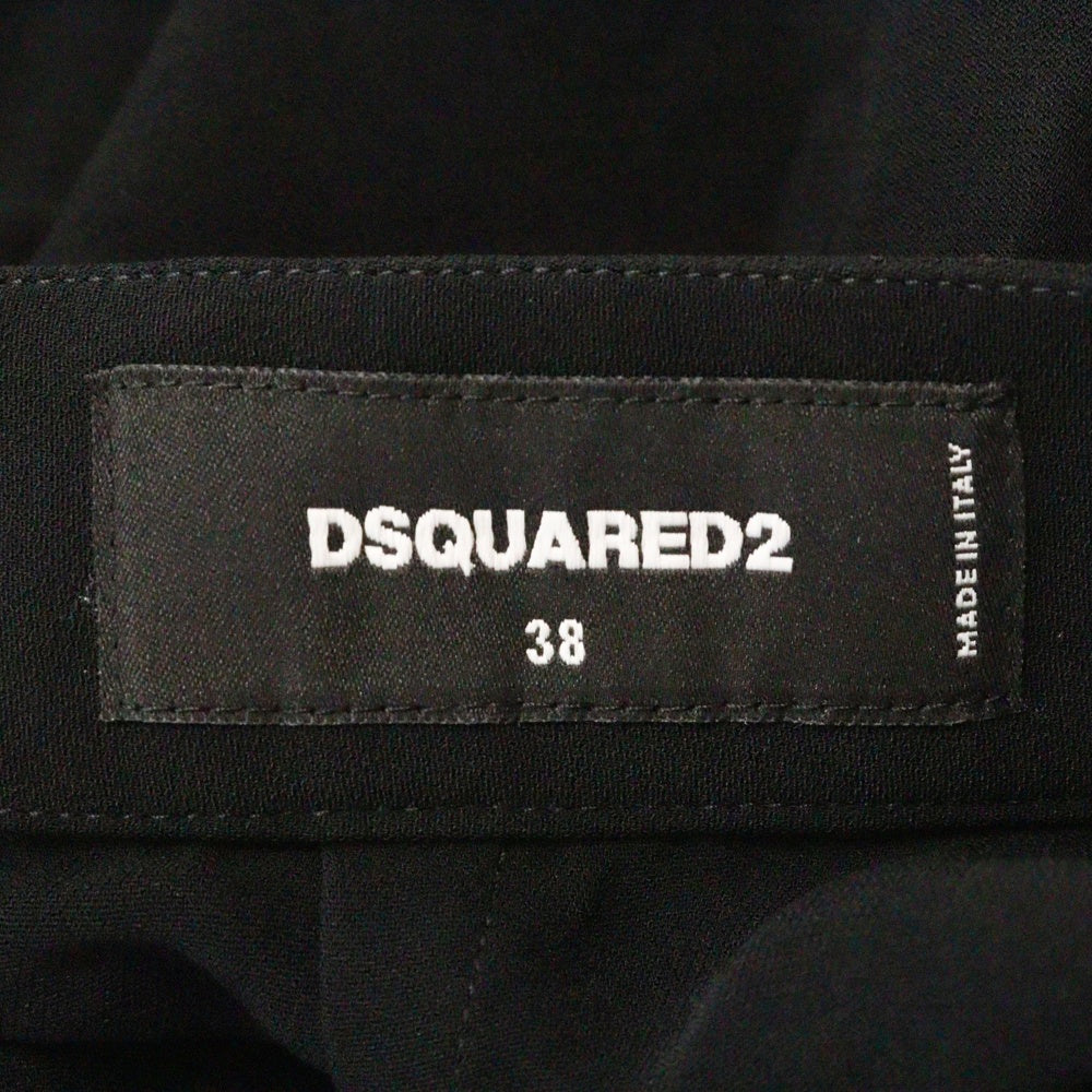 DSQUARED2(ディースクエアード) フリル付き 牛皮リボン ミニスカート レディース ブラック S75MA0795