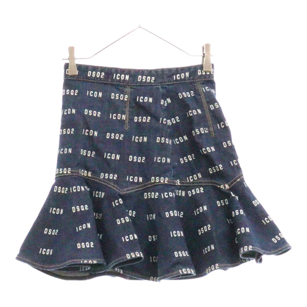 DSQUARED2(ディースクエアード) 20SS 総柄 デニムスカート レディース インディゴ S80MA001