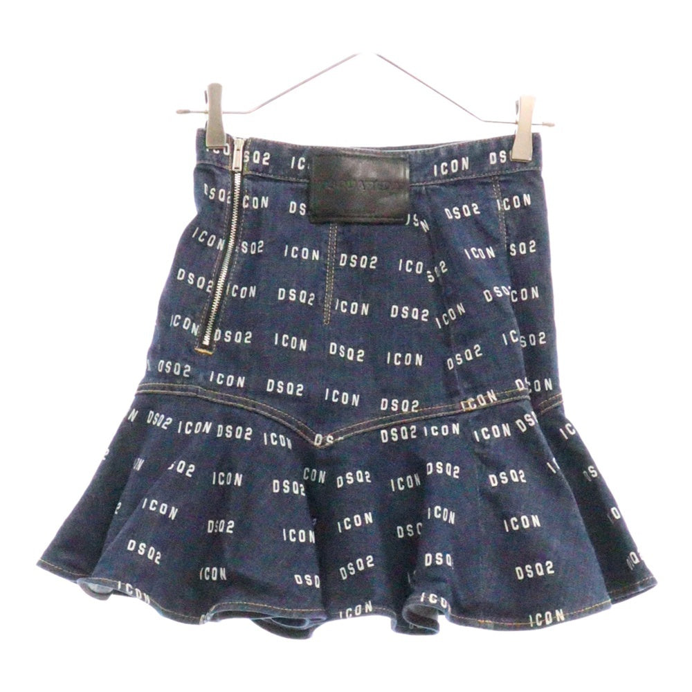DSQUARED2(ディースクエアード) 20SS 総柄 デニムスカート レディース インディゴ S80MA001