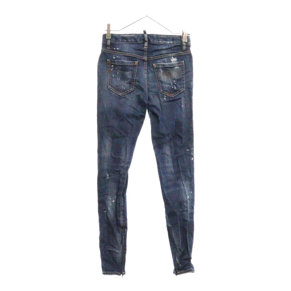 DSQUARED2(ディースクエアード) Super Skinny Jean ダメージ ペイント加工 スキニー デニム パンツ レディース インディゴ S72LB0131