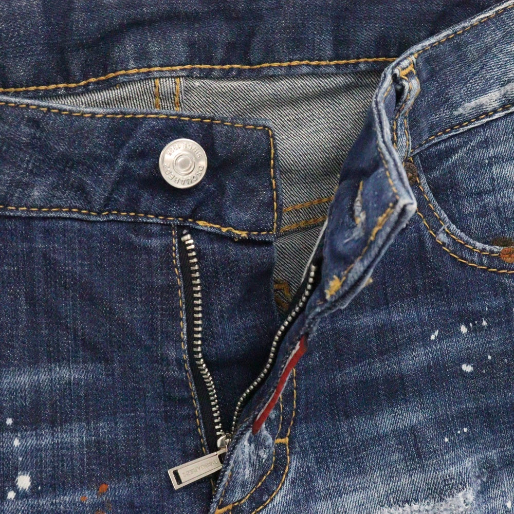 DSQUARED2(ディースクエアード) Super Skinny Jean ダメージ ペイント加工 スキニー デニム パンツ レディース インディゴ S72LB0131