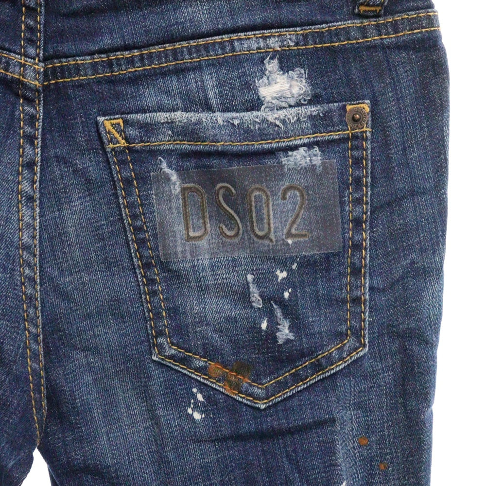 DSQUARED2(ディースクエアード) Super Skinny Jean ダメージ ペイント加工 スキニー デニム パンツ レディース インディゴ S72LB0131