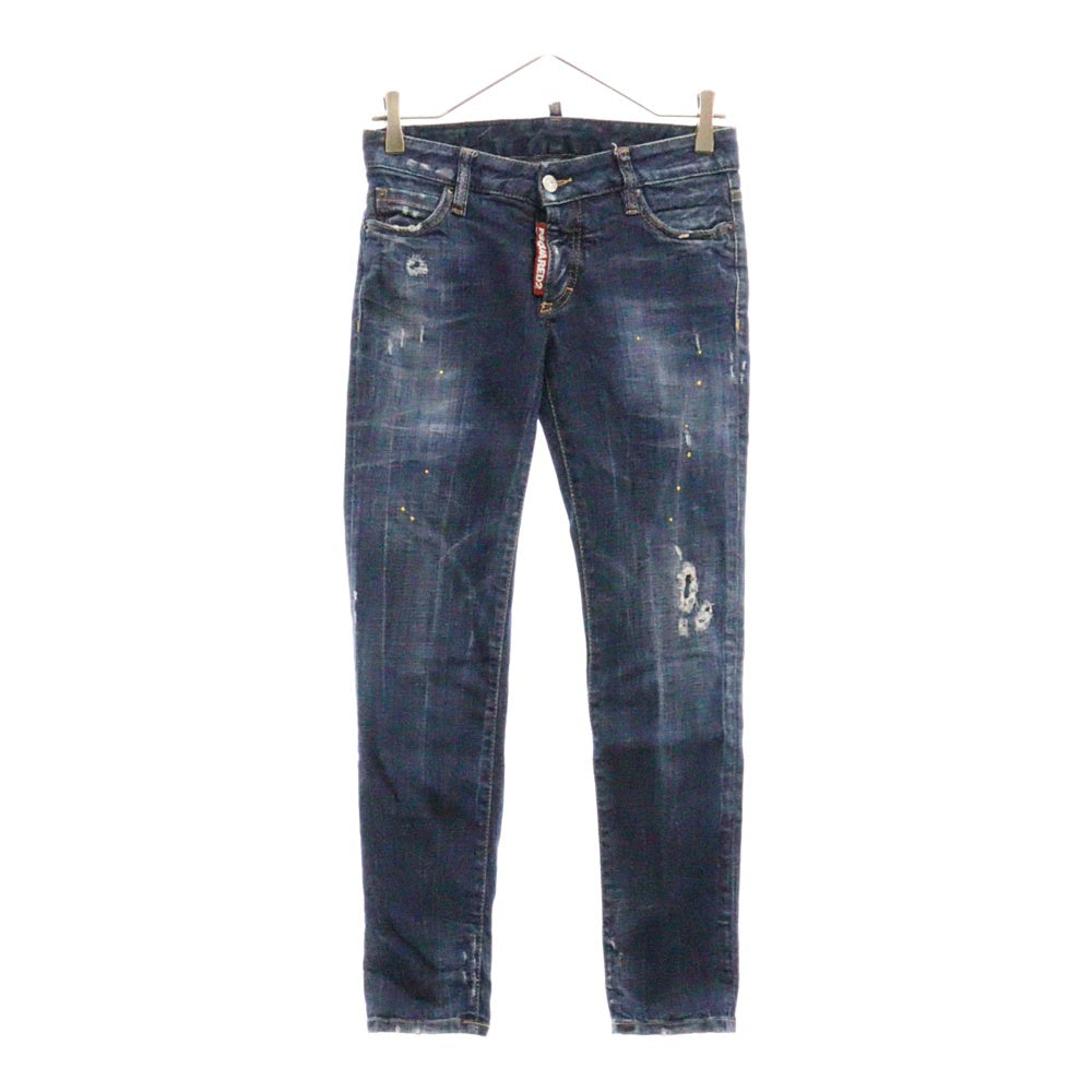 DSQUARED2(ディースクエアード) ダメージ加工 スキニー デニムパンツ レディース インディゴ S72LB0268