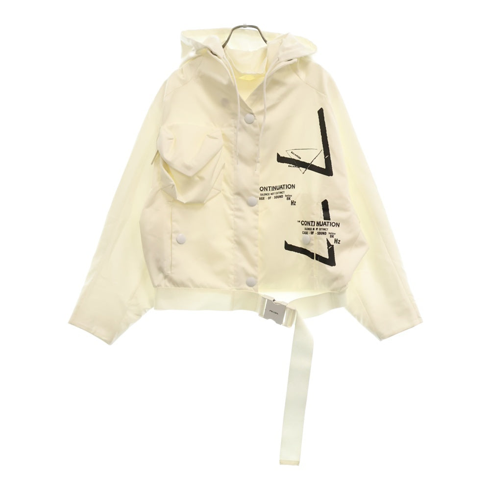 PRADA(プラダ) RENYLON リナイロンギャバジン フード付きブルゾンジャケット ホワイト レディース 291943