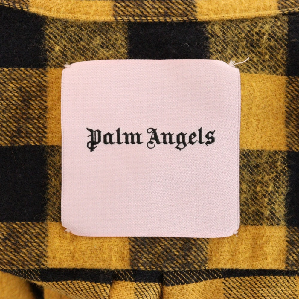 Palm Angels(パームエンジェルス) マリファナパッチ フランネル チェックシャツ ブラック/イエロー