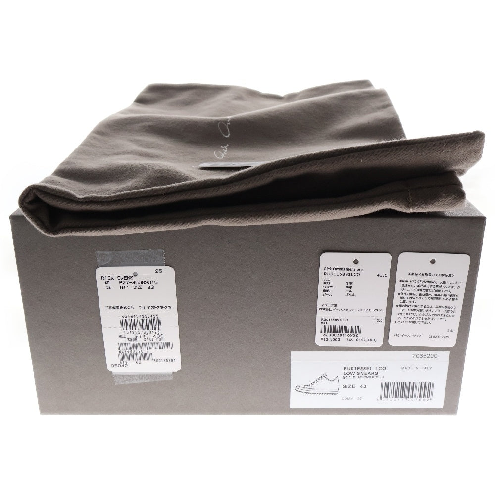 Rick Owens(リックオウエンス) LOW SNEAKER ローカット スニーカーズ オールレザー ブラック RU01E5891