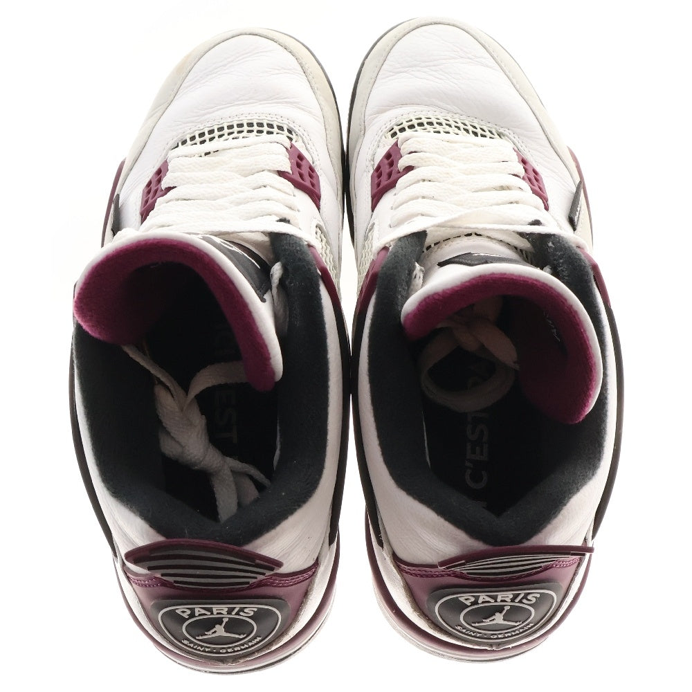 NIKE(ナイキ) ×Paris Saint Germain AIR JORDAN 4 RETRO CZ5624-100 パリサンジェルマン エアジョーダン レトロ ローカットスニーカー ホワイト/パープル US8/26.0cm