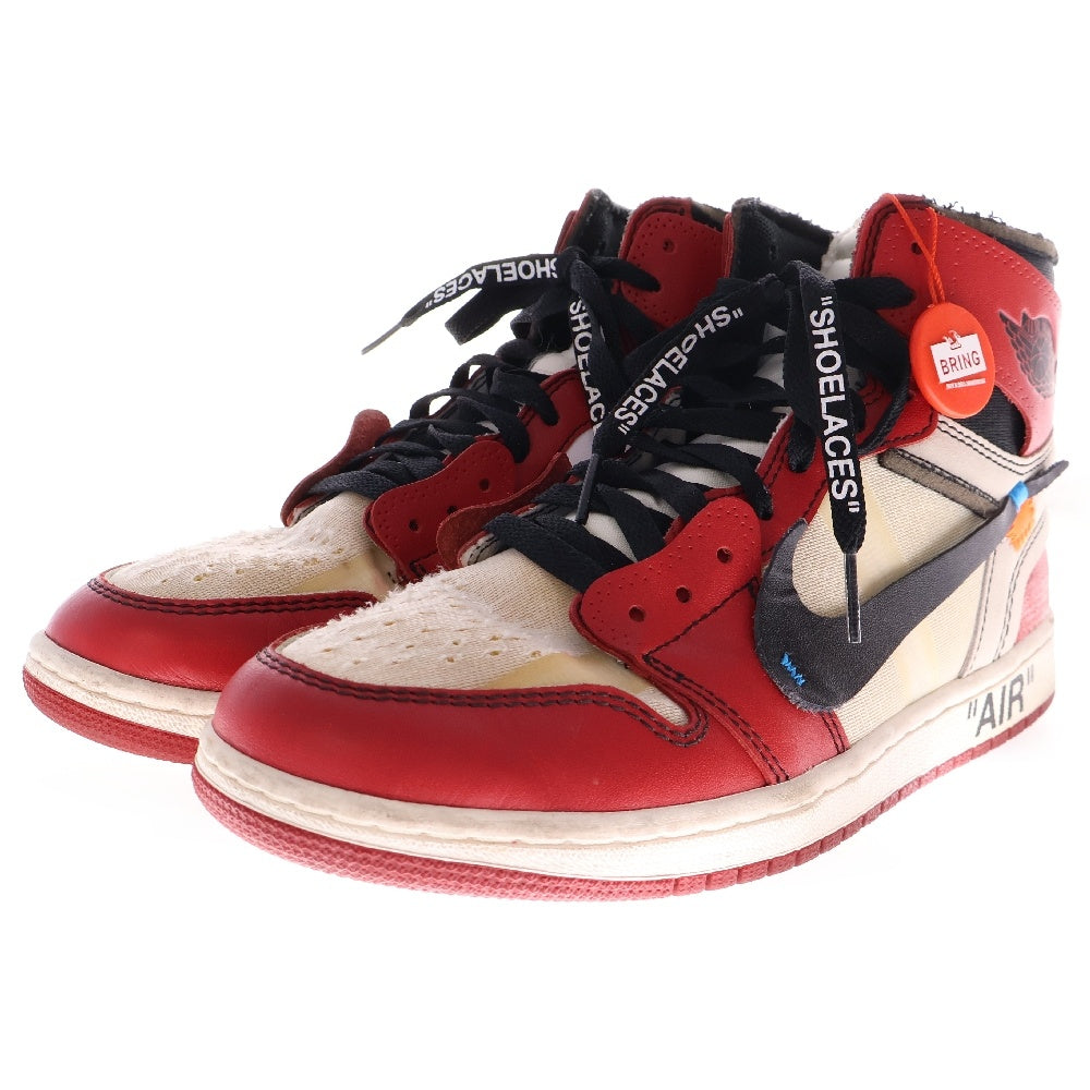 NIKE(ナイキ) ×OFF-WHITE THE 10 AIR JORDAN 1 CHICAGO AA3834-101 オフホワイト ザテン エアジョーダン シカゴ ハイカットスニーカー ホワイト/レッド US8/26.0cm