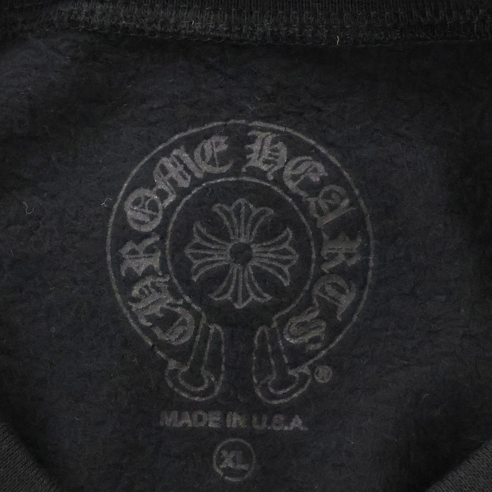 CHROME HEARTS(クロムハーツ) Horseshoe L/S Sweatshirt ホースシュープリント 袖フローラル クルーネックスウェットトレーナー ブラック