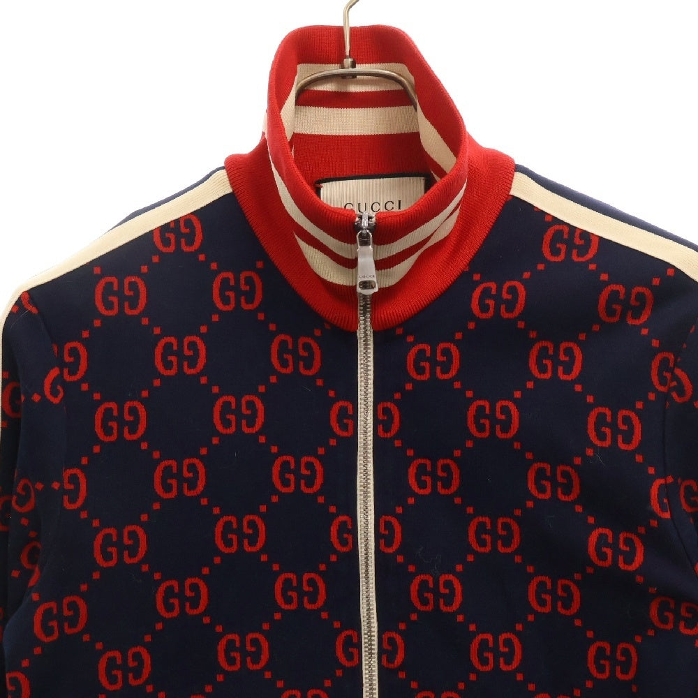 GUCCI(グッチ) 18SS GG Jacquard Cotton Jacket 496919 X9L13 GGジャガード コットンジャケット 総柄トラックジャケット ネイビー/レッド