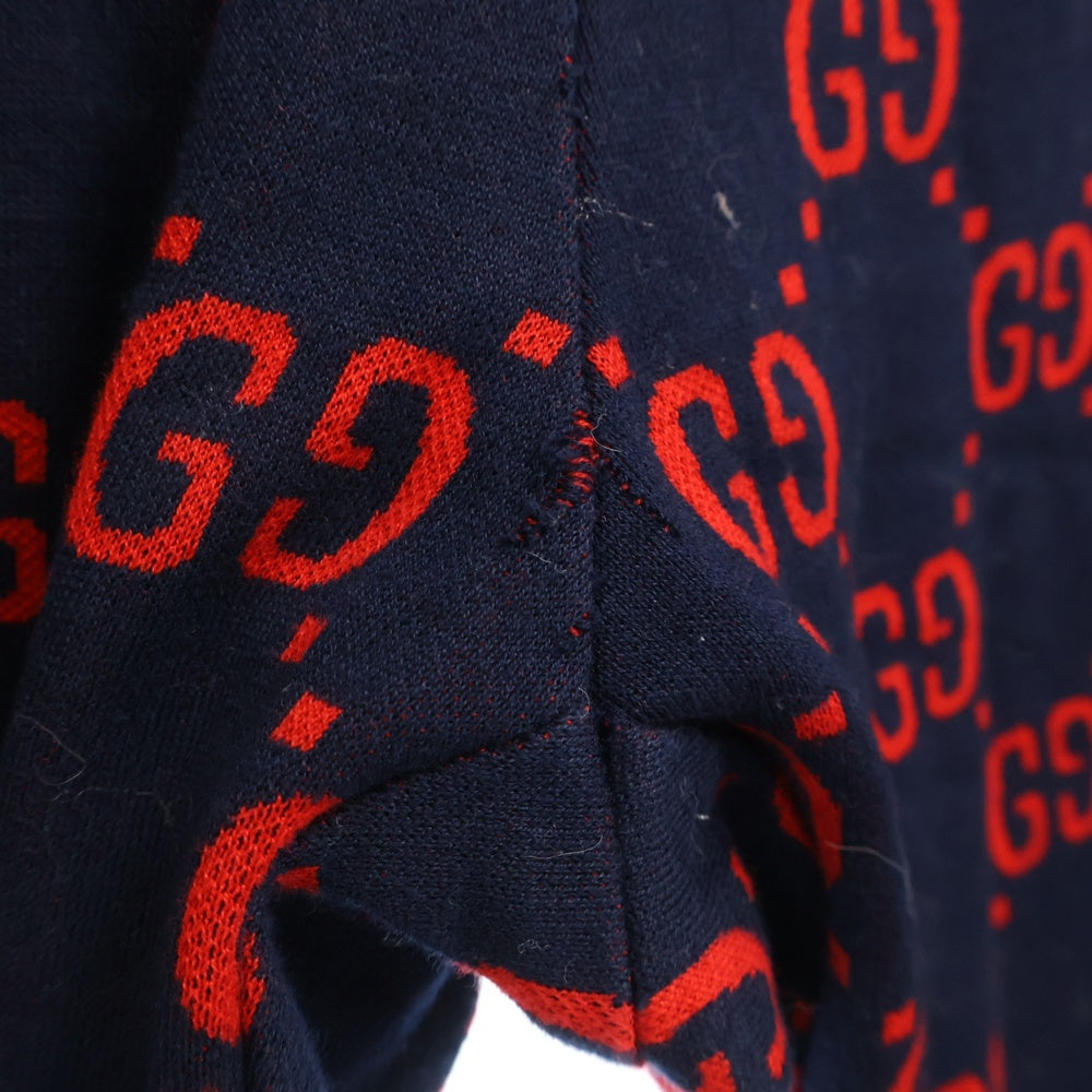 GUCCI(グッチ) 18SS GG Jacquard Jogging Pants 496920 X9L13 GGジャガード ジョギングパンツ 総柄トラックパンツ ネイビー/レッド